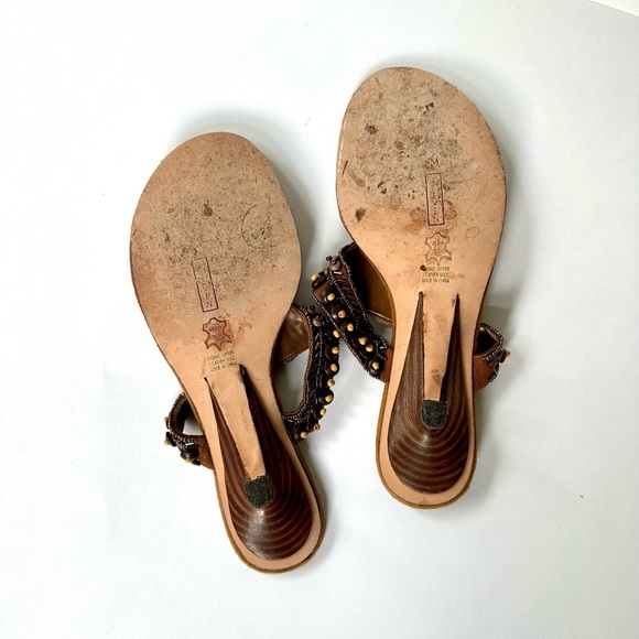 Vintage Y2K Steven by Steve Madden Beaded Kitten Heel Sandals - Picture 6 of 7